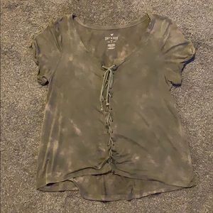 Military green tie dye top x AEO